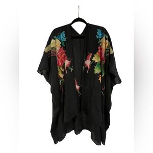 Cocoon House Silk Floral Short Kimono